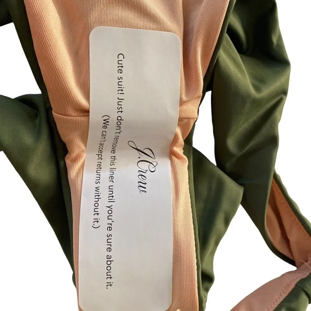 J Crew Safari Green Curved Waist Cheeky Bikini Bottom NWT